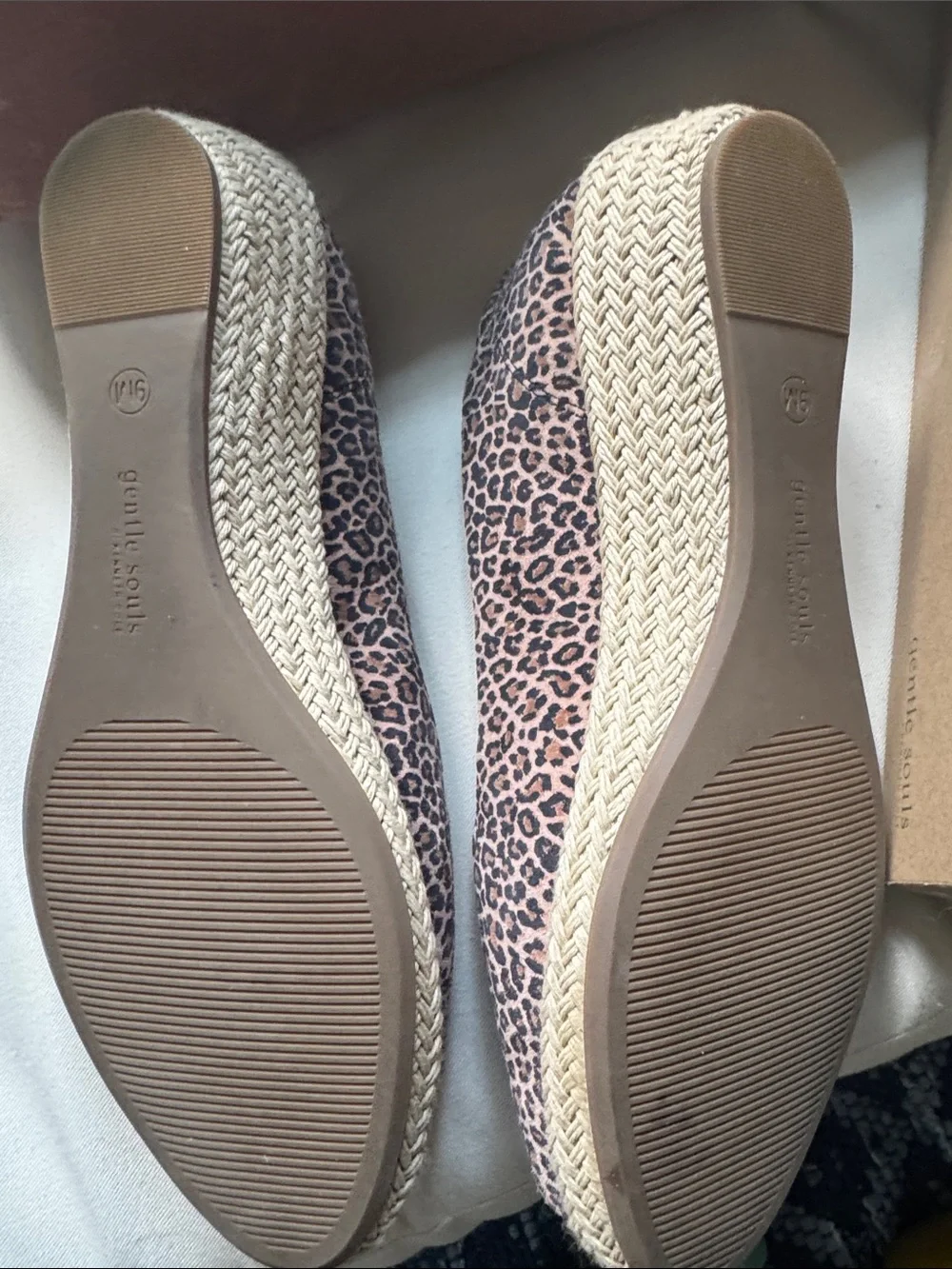 gentle souls Luci Leopard Print Peep-Toe Espadrille wedge - Brown & Black